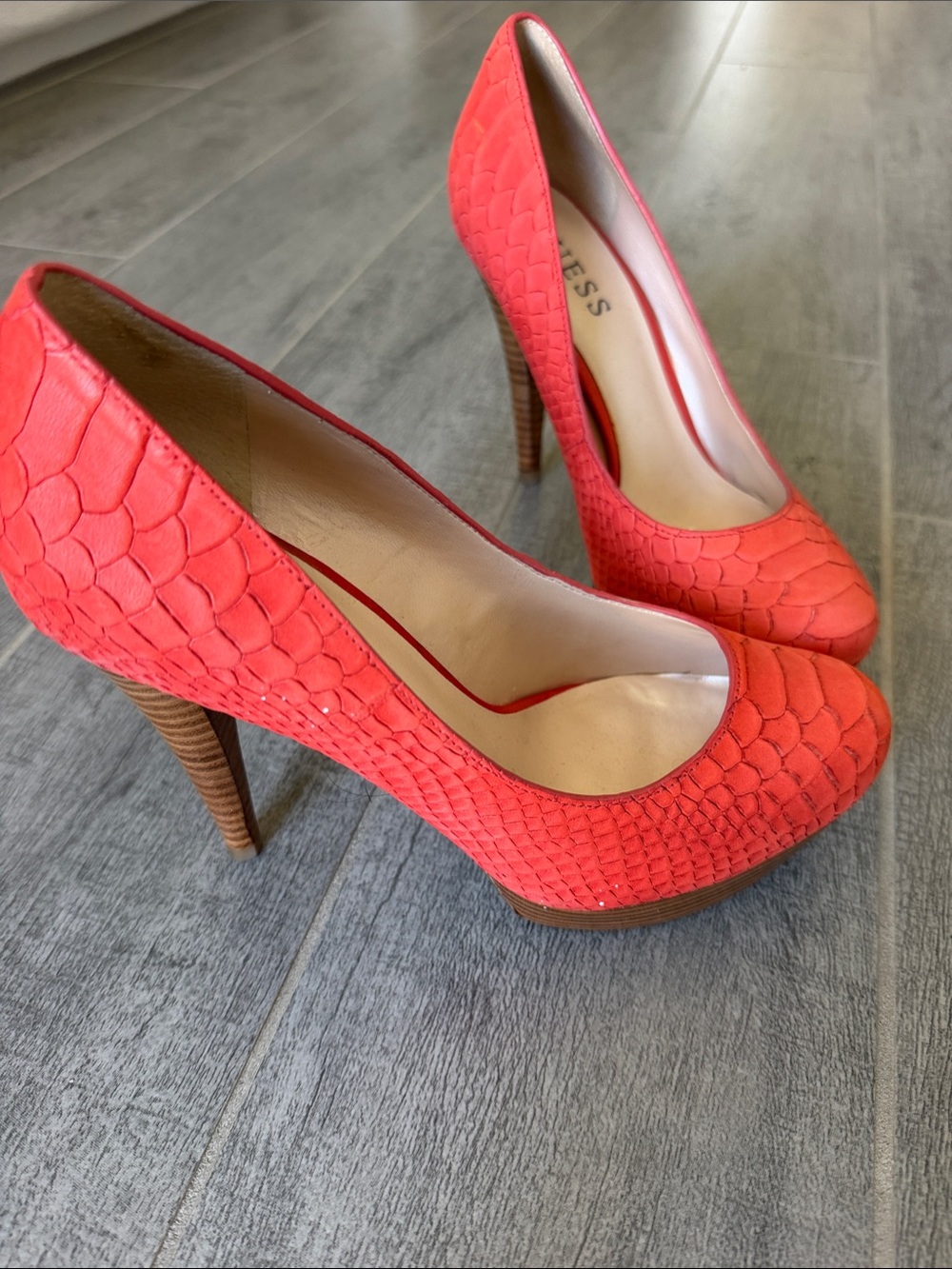 Guess Coral Textured Platform High Heels